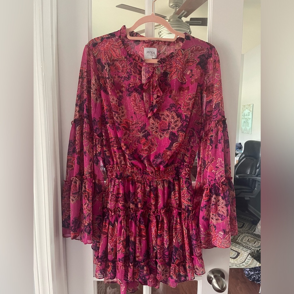 MISA mini dress in Fuscia. XS